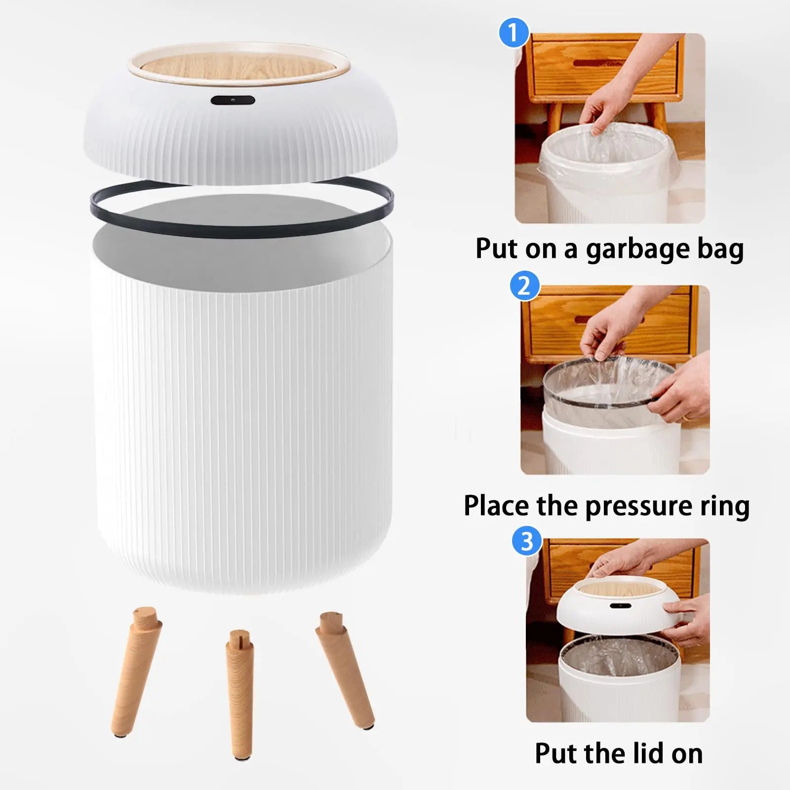 SmartSense™ Automatic Motion‑Sensor Trash Can — 8 L Plastic, Lid‑Closing for Home & Office