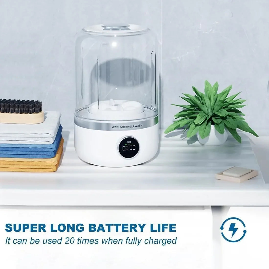 Mini Wireless Washing Machine – 1L Portable Laundry Bucket for Underwear, Socks & Travel