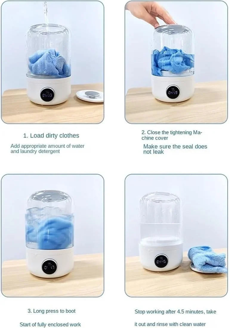 Mini Wireless Washing Machine – 1L Portable Laundry Bucket for Underwear, Socks & Travel