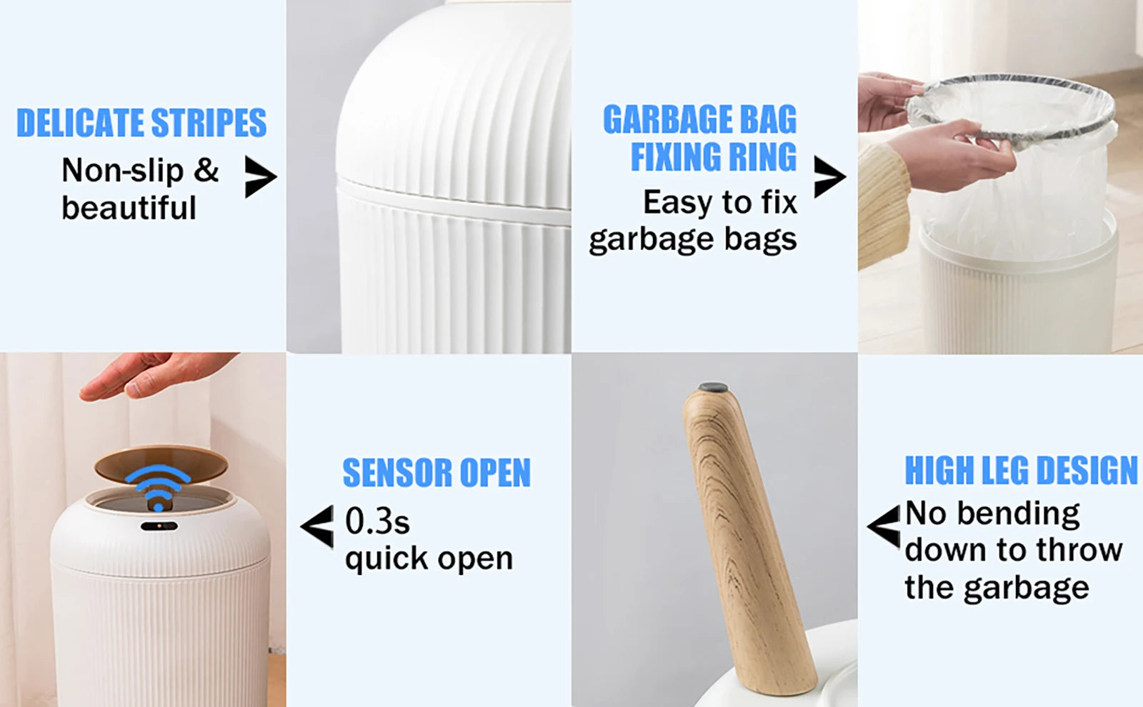 SmartSense™ Automatic Motion‑Sensor Trash Can — 8 L Plastic, Lid‑Closing for Home & Office